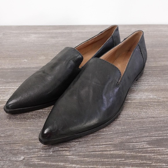Frye Shoes - Frye Shoes Womens Size 6 Black Kenzie Venetian Loafer Slip On Leather Flats